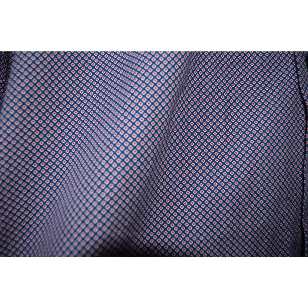 Vince Men’s XL Blue Red Geometric Print 100% Cotton Long Sleeve Button-Up Shirt